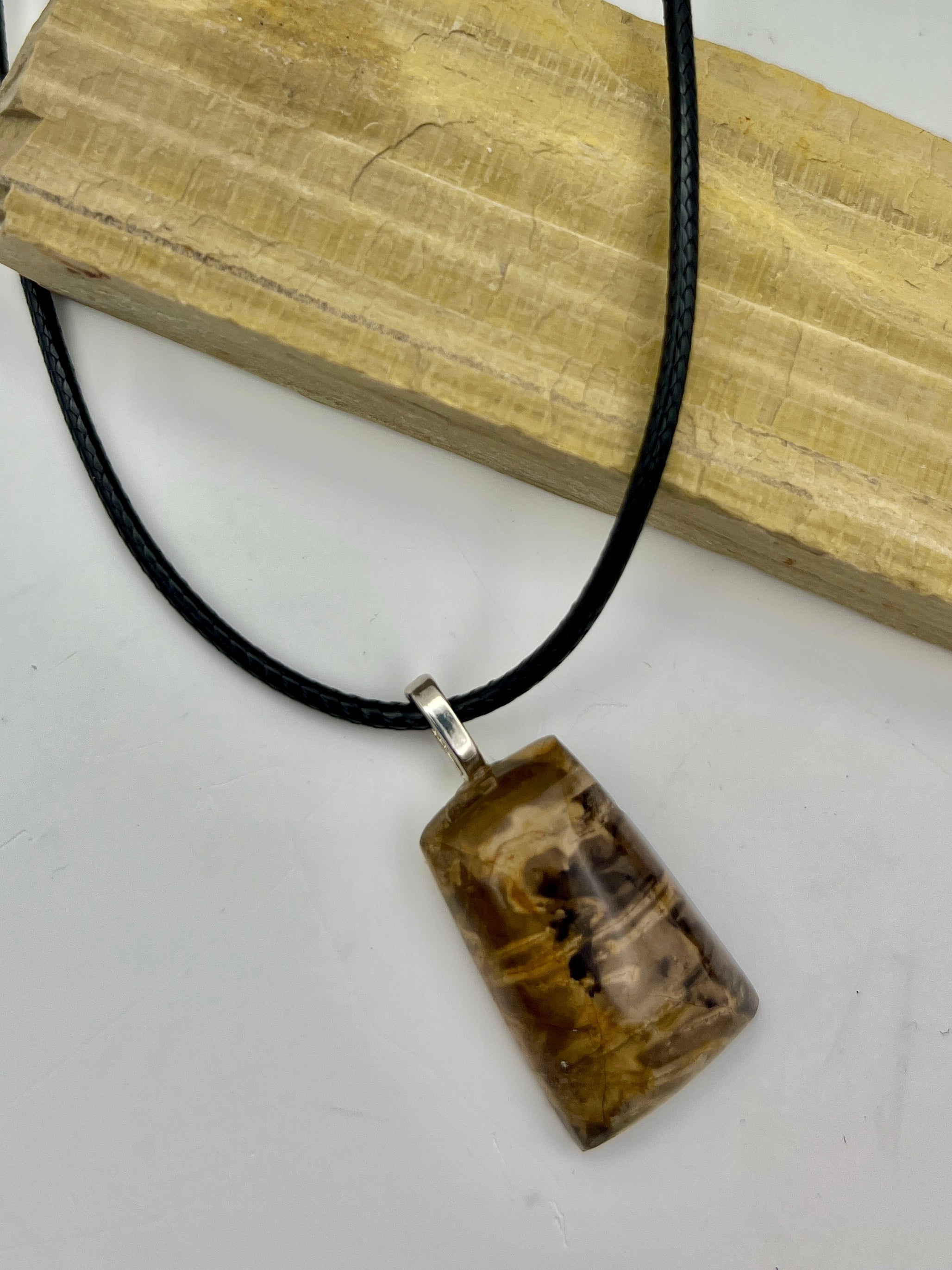 Peppy Petrified Wood Pendant