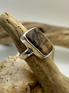 Grounded Petrified Wood Ring