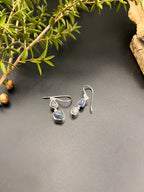 Silvery Blue Sapphire Gemstone Earrings