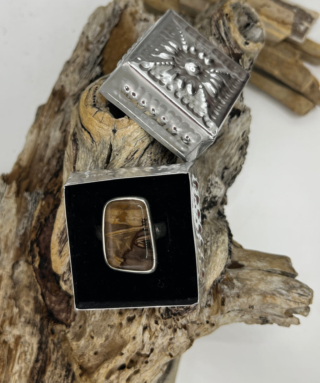 Earthly Petrified Wood Ring