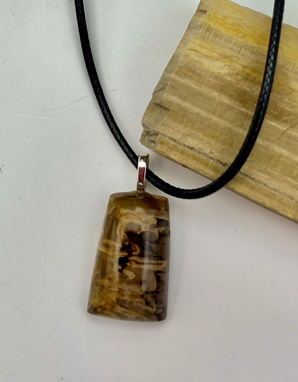 Peppy Petrified Wood Pendant