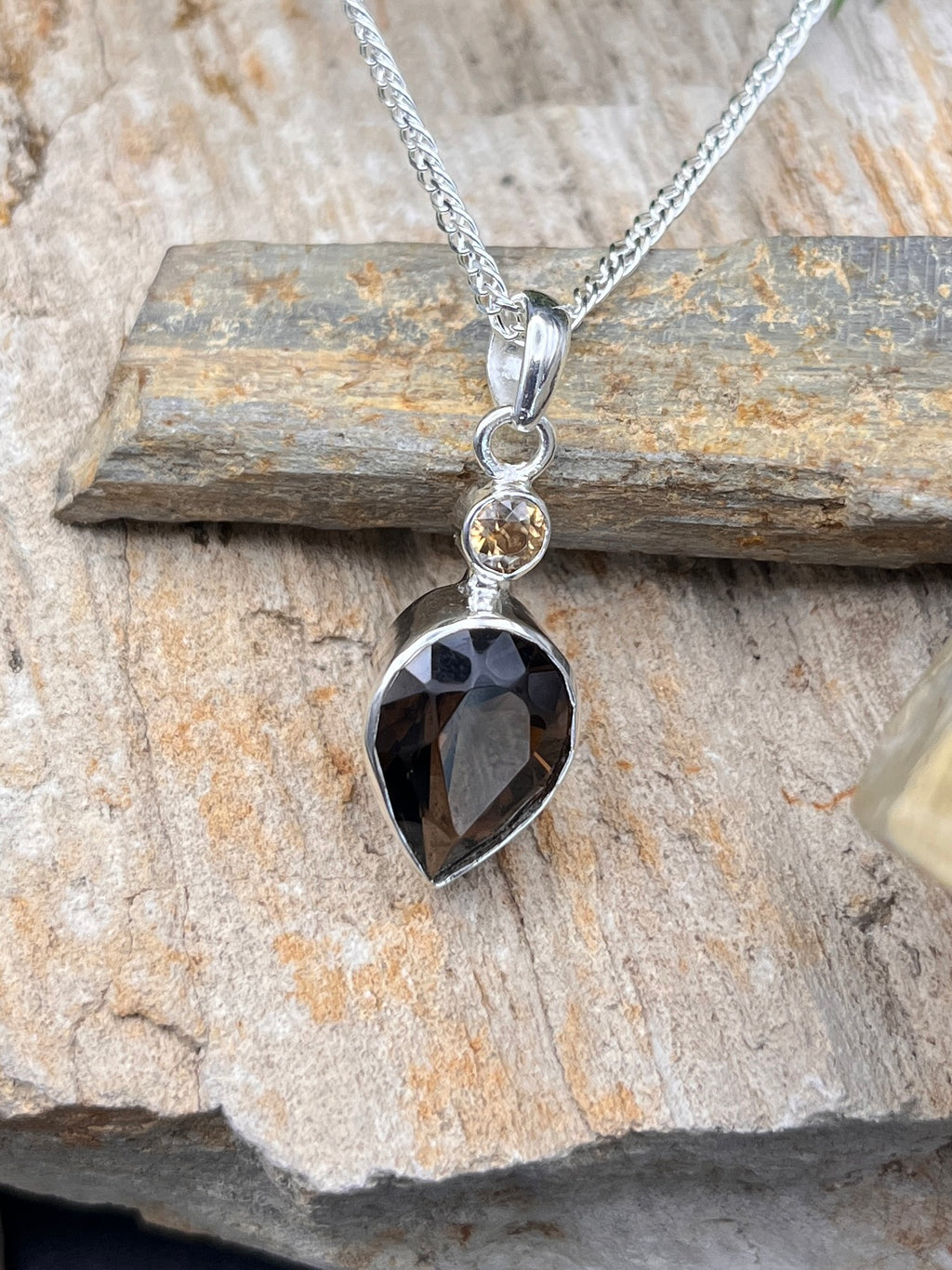 Tasmanian Smoky Quartz + Zircon Pendant