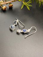 Silvery Blue Sapphire Gemstone Earrings