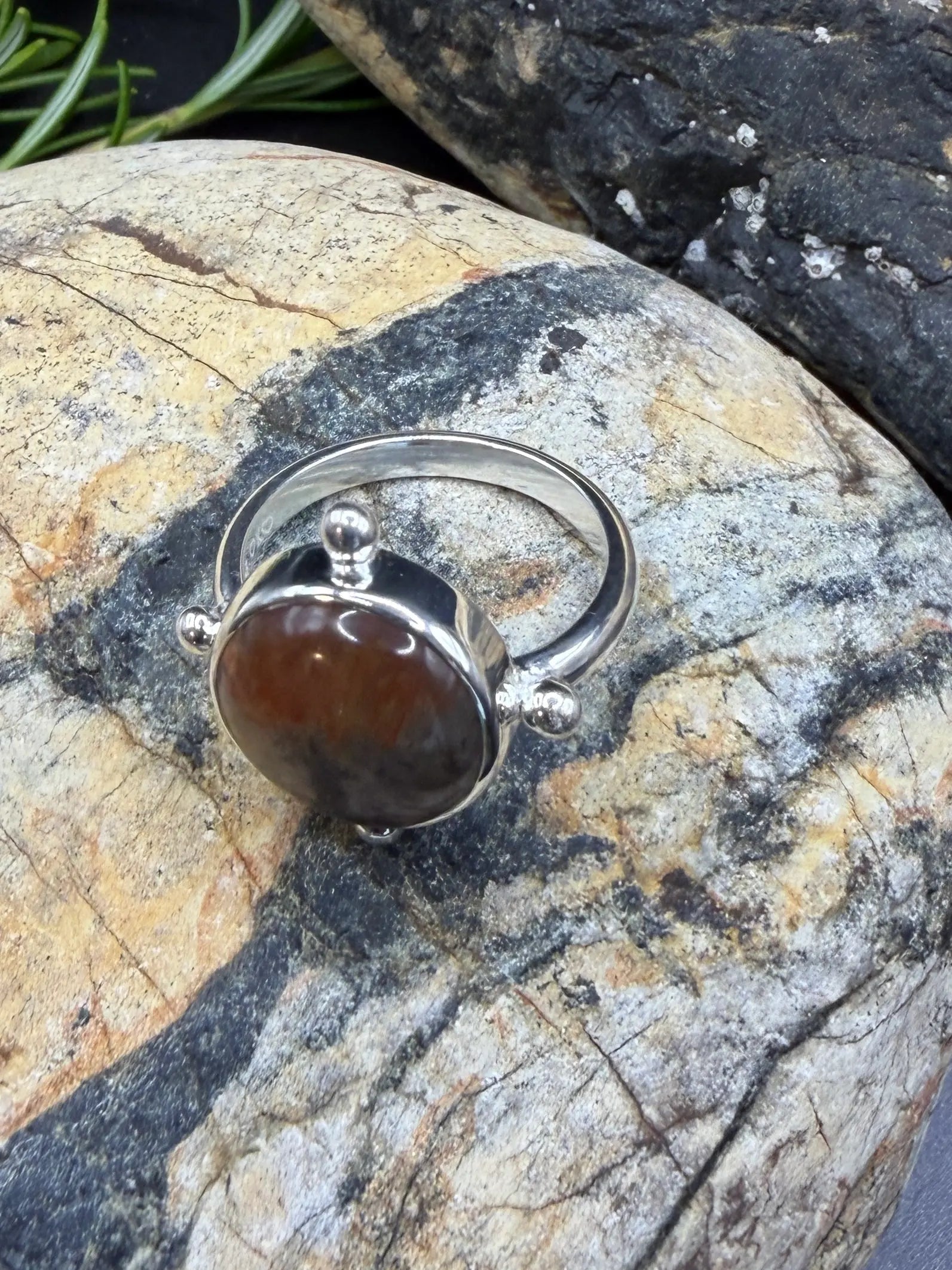 Rare Purple Red Carnelian Ring
