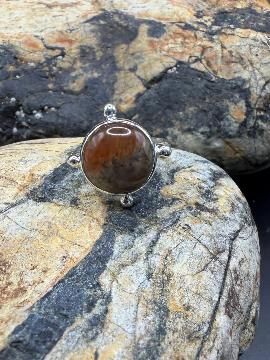 Rare Purple Red Carnelian Ring