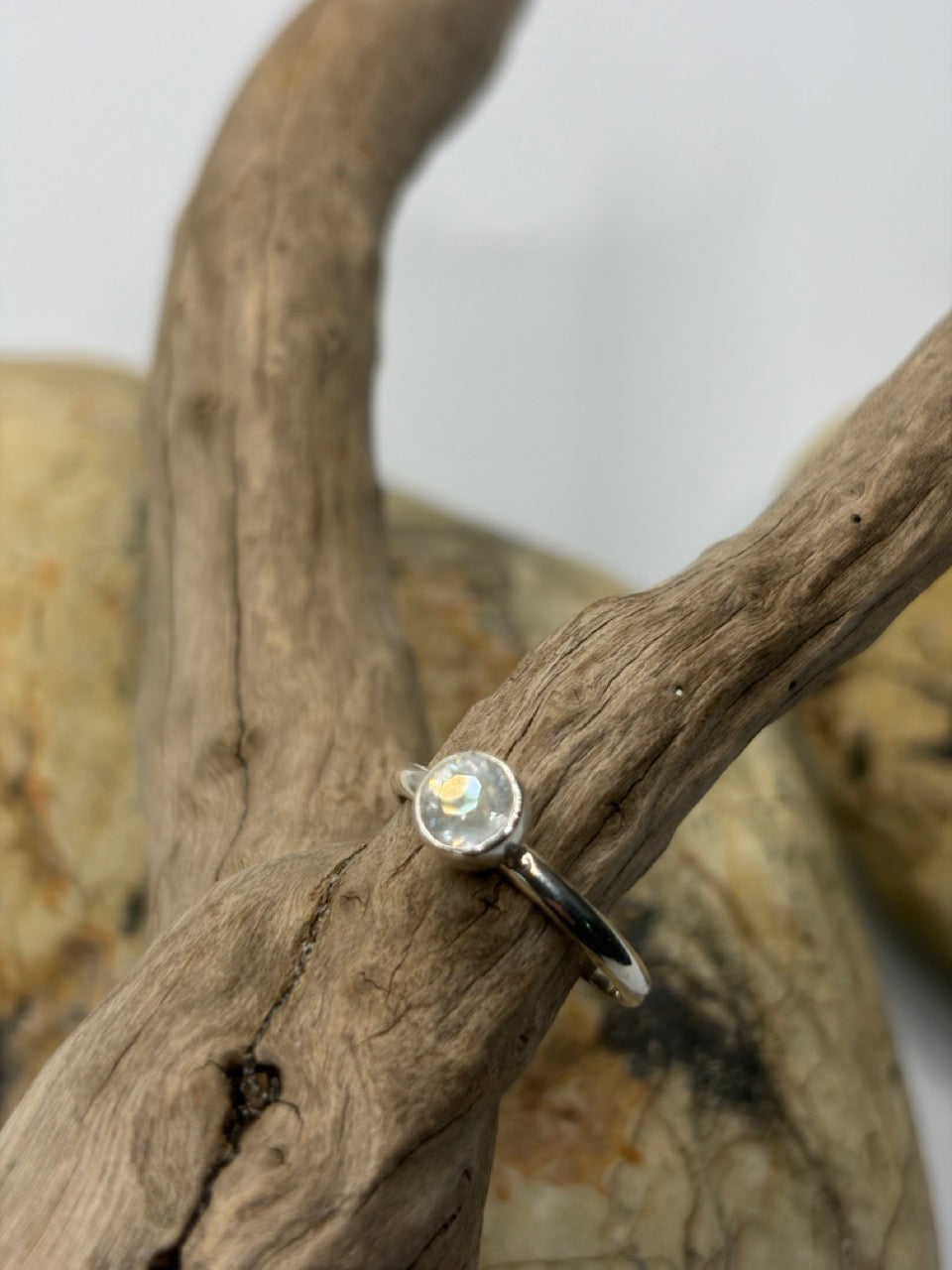 Tasmanian Topaz Salt + Pepper Silver Ring