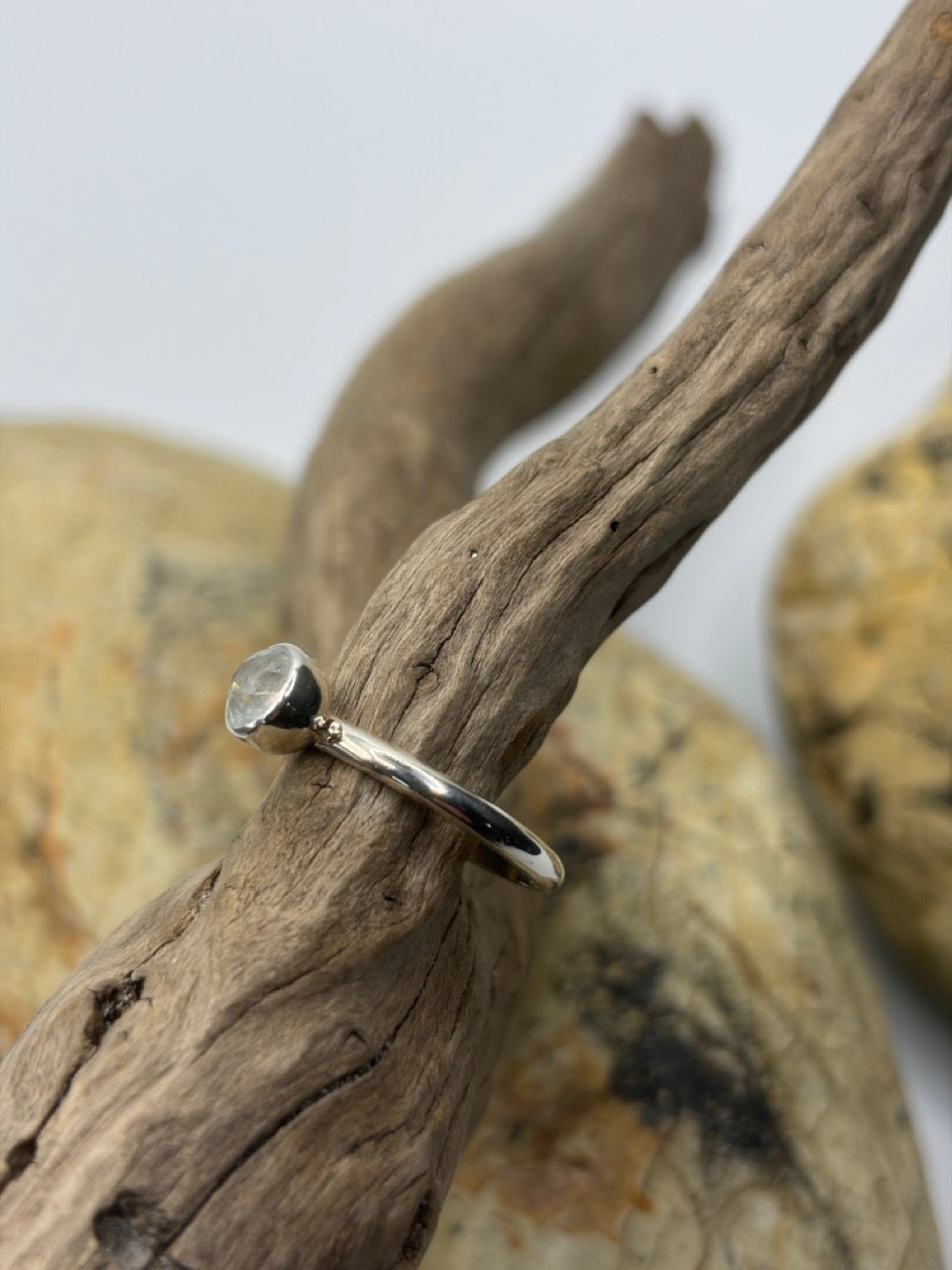 Tasmanian Topaz Salt + Pepper Silver Ring
