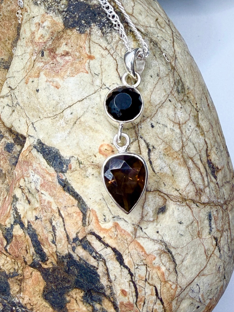 Tasmanian Spinel + Smoky Quartz Pendant