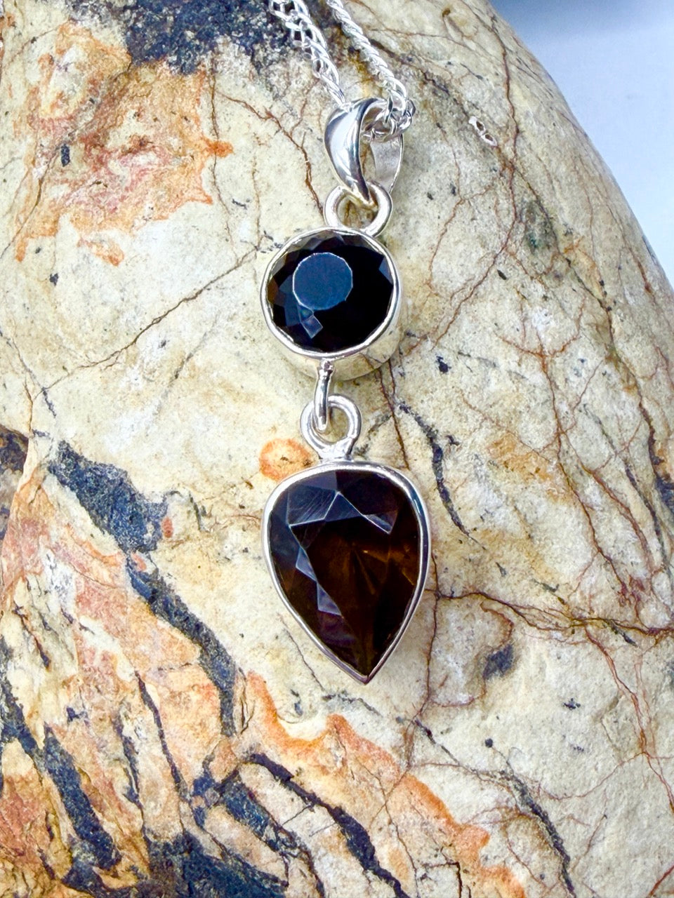 Tasmanian Spinel + Smoky Quartz Pendant