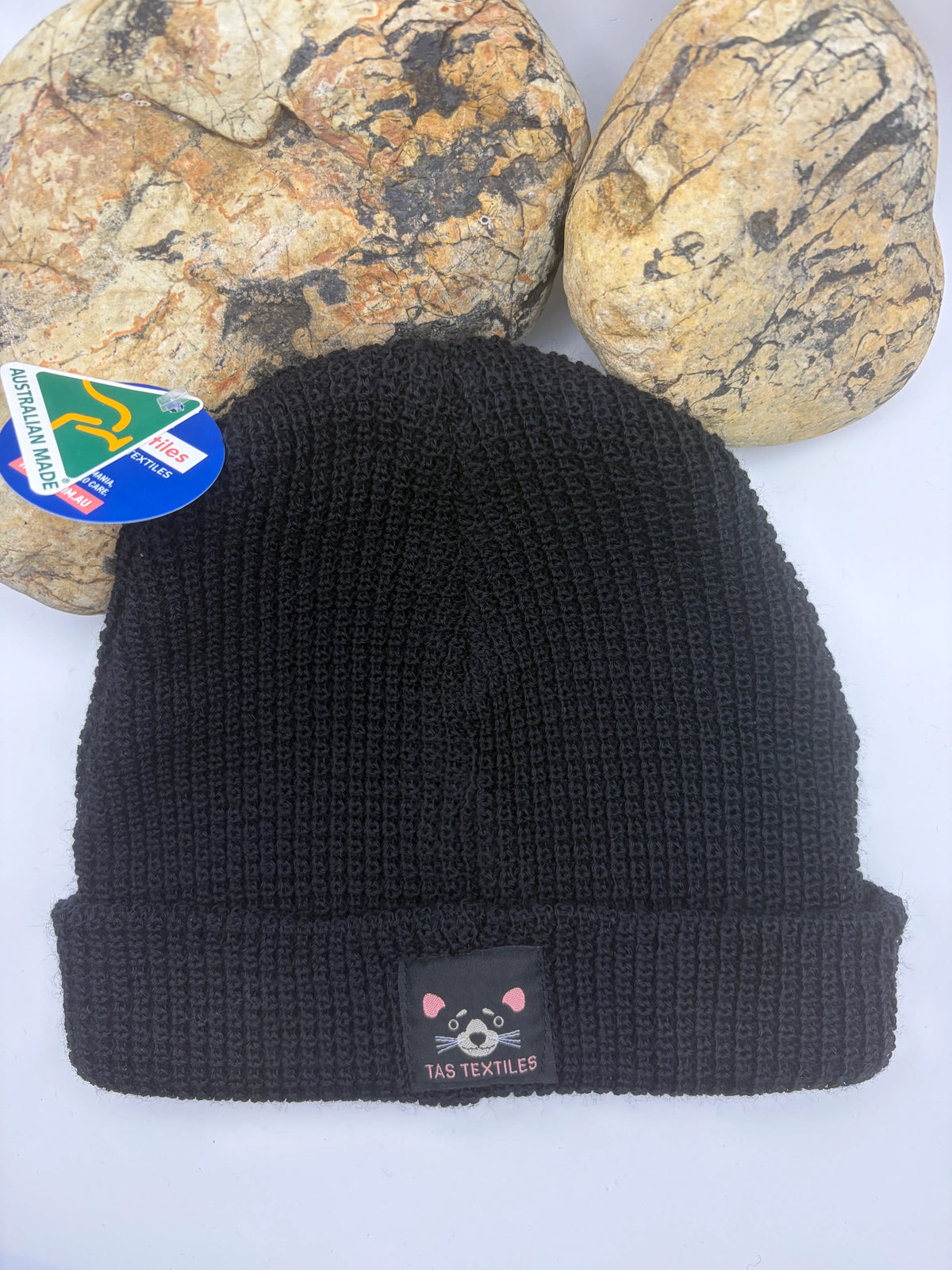 Rockhound Black Wool Beanie