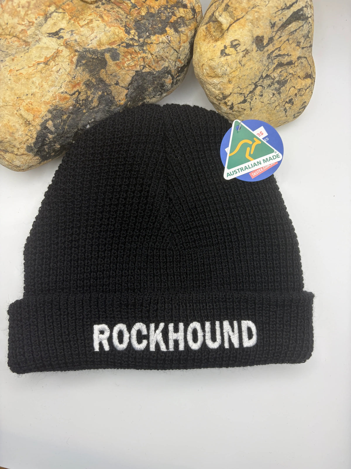 Rockhound Black Wool Beanie