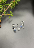 Silvery Blue Sapphire Gemstone Earrings
